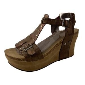 Pierre Dumas Women's Wedge Metallic Bronze Sandals Size 9